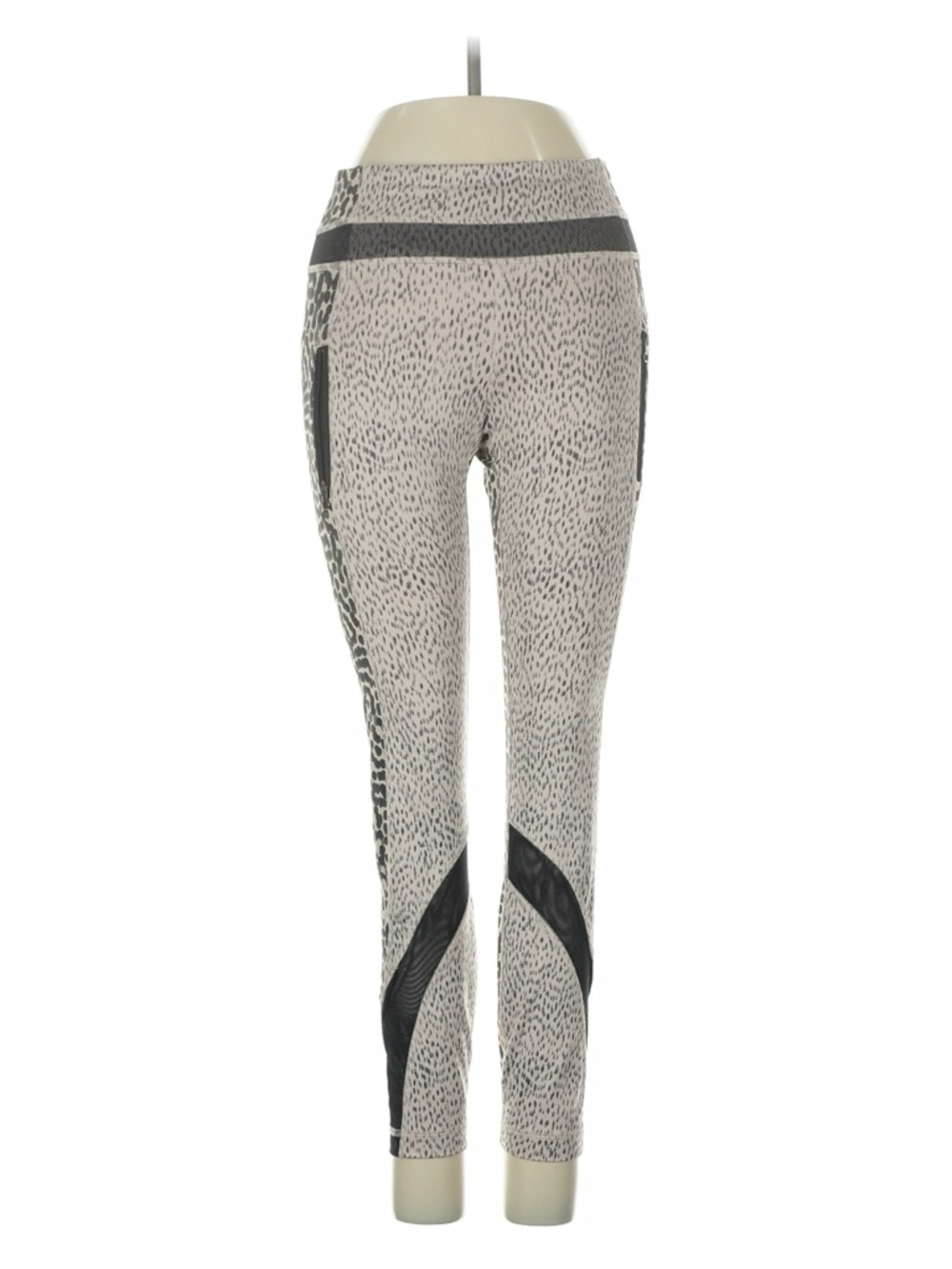 lululemon athletica Light Beige Speckle Leggings with Black Mesh Insets
